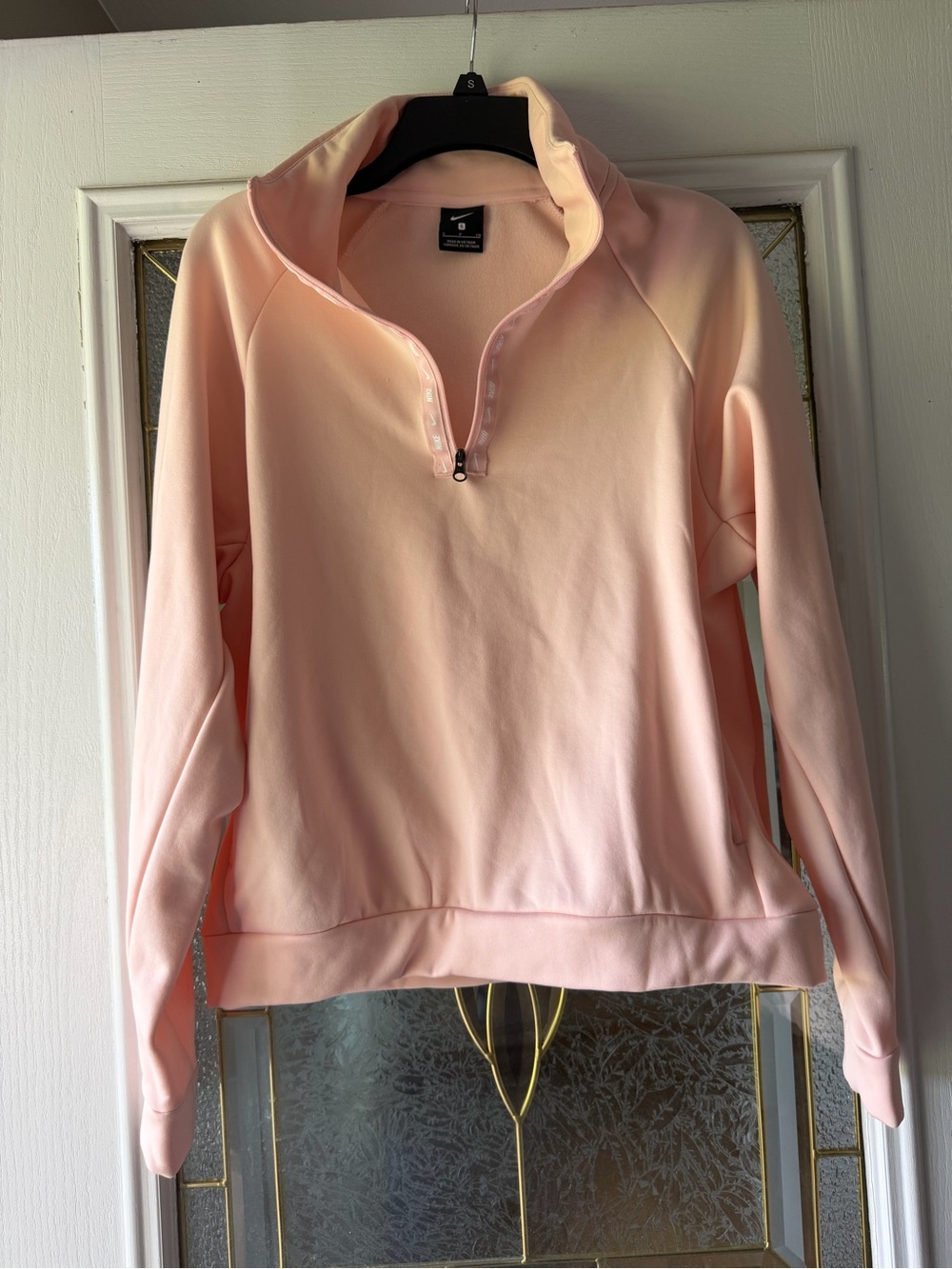 Nike Women's Light Pink Quarter-Zip Pullover Hoodie Size Small